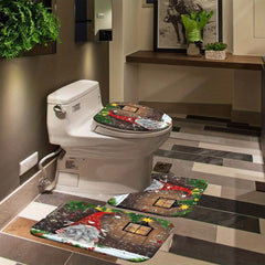 4pcs Dwarf Christmas Shower Curtain Bathroom Rug Set