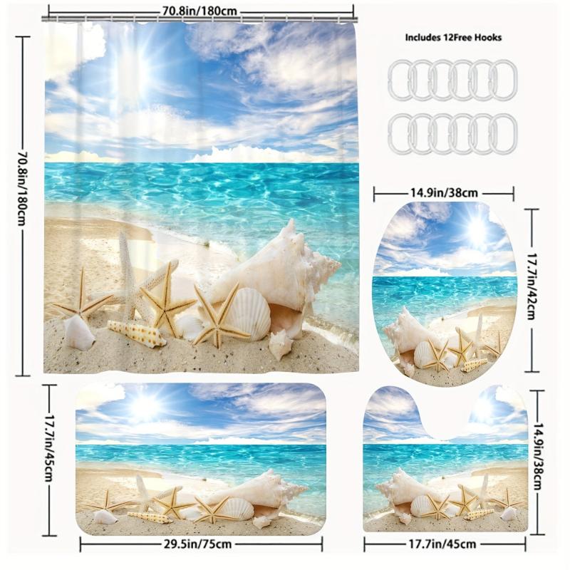3D Digital Bathroom Waterproof Polyester Shower Curtain