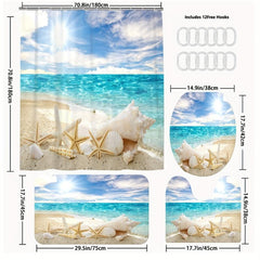 3D Digital Bathroom Waterproof Polyester Shower Curtain