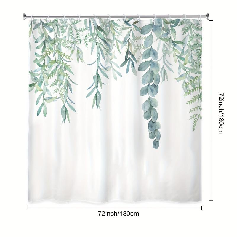 Abstract Leaves Shower Curtain Waterproof Bathroom Curtain 72Wx72H Inch