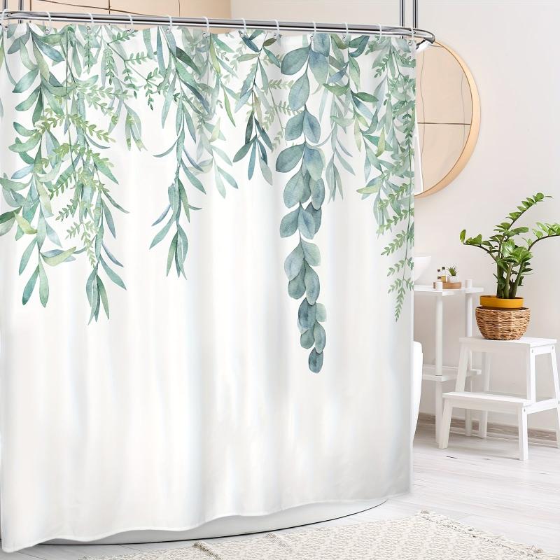 Abstract Leaves Shower Curtain Waterproof Bathroom Curtain 72Wx72H Inch