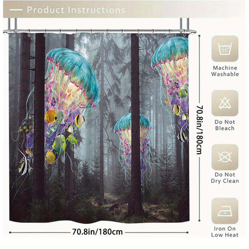 Dark Grey Forest Jellyfish Bathroom Set