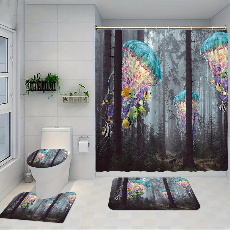 Dark Grey Forest Jellyfish Bathroom Set