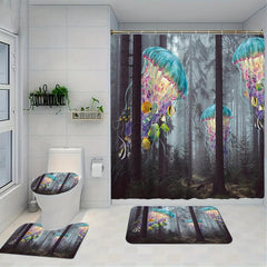 Dark Grey Forest Jellyfish Bathroom Set