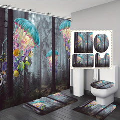 Dark Grey Forest Jellyfish Bathroom Set