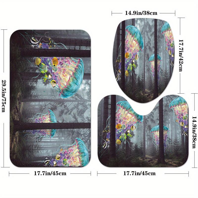 Dark Grey Forest Jellyfish Bathroom Set