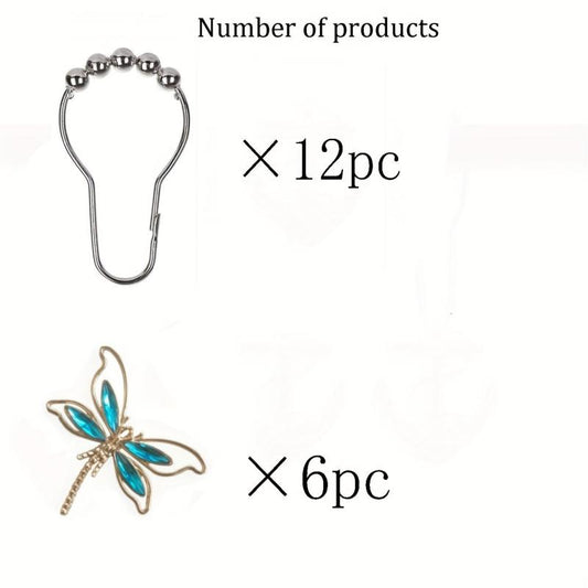 Dragonfly Shower Curtain Hook Rust-proof Rings Bathroom Decor
