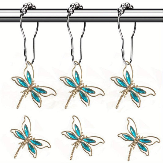 Dragonfly Shower Curtain Hook Rust-proof Rings Bathroom Decor