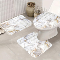Waterproof Shower Curtain & Bathroom Rug Set with 12 Hooks