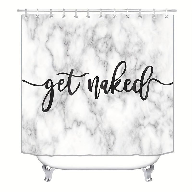 3pcs Marble Shower Curtain Set with 12 Hooks