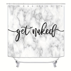 3pcs Marble Shower Curtain Set with 12 Hooks