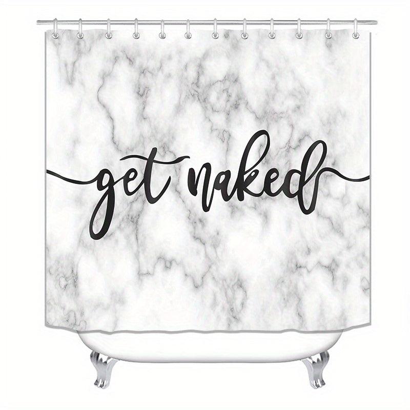 3pcs Marble Shower Curtain Set with 12 Hooks