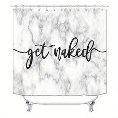 3pcs Marble Shower Curtain Set with 12 Hooks