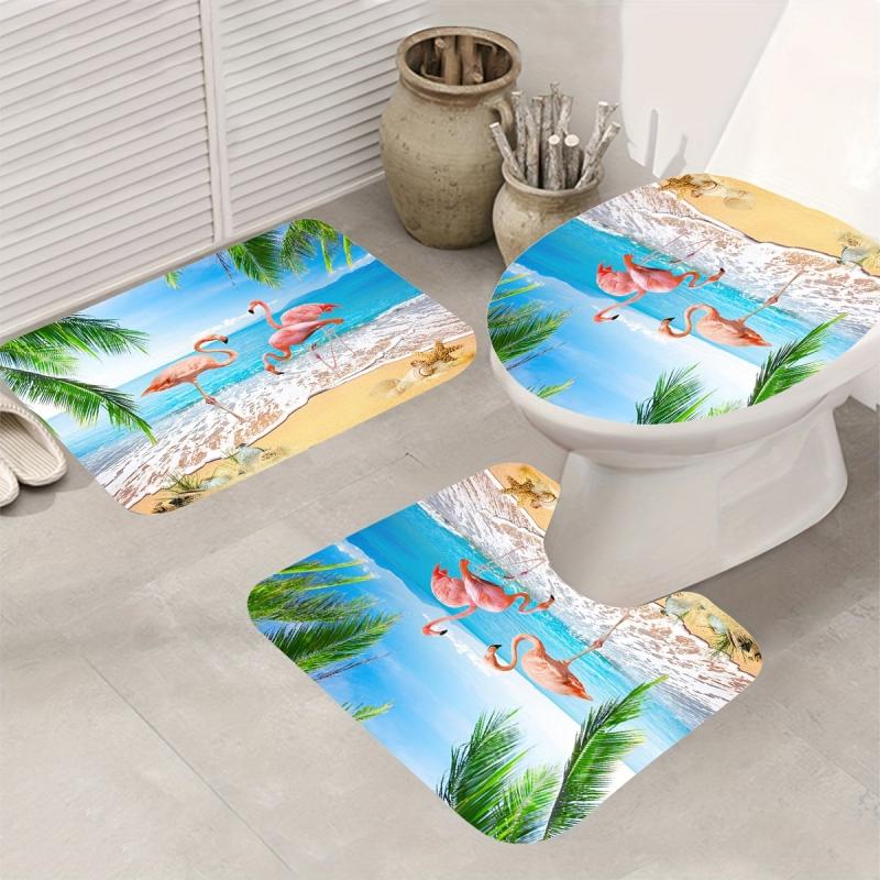4pcs Flamingo Shower Curtain Set with Hooks & more