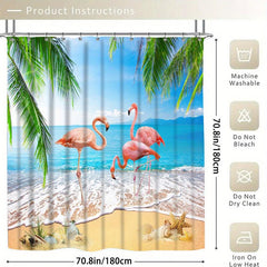 4pcs Flamingo Shower Curtain Set with Hooks & more