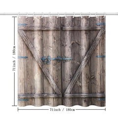 Rustic Wooden Barn Door Shower Curtain - Waterproof Fabric
