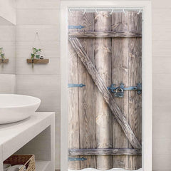 Rustic Wooden Barn Door Shower Curtain - Waterproof Fabric