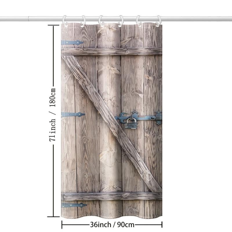 Rustic Wooden Barn Door Shower Curtain - Waterproof Fabric