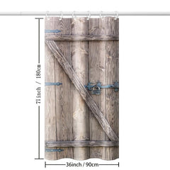 Rustic Wooden Barn Door Shower Curtain - Waterproof Fabric