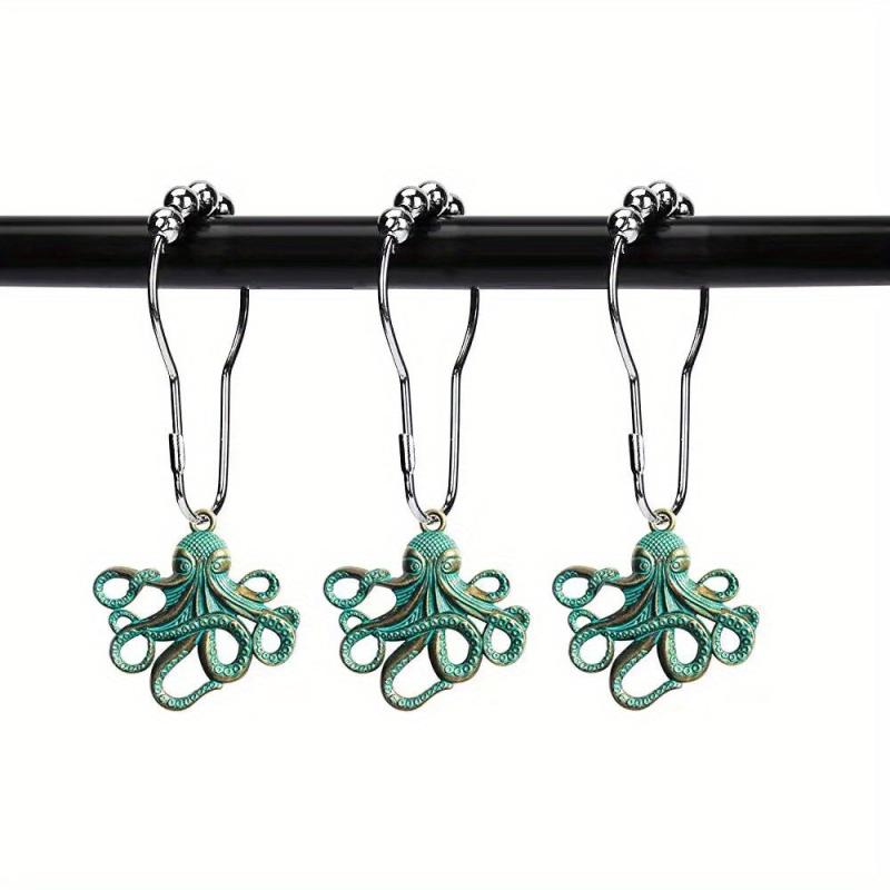 12pcs Octopus Hooks Shower Curtain Rings Bathroom Supplies