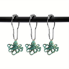 12pcs Octopus Hooks Shower Curtain Rings Bathroom Supplies