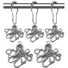 12pcs Octopus Hooks Shower Curtain Rings Bathroom Supplies