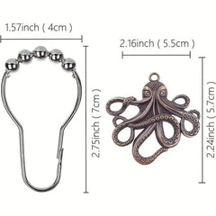 12pcs Octopus Hooks Shower Curtain Rings Bathroom Supplies