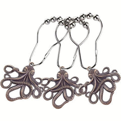 12pcs Octopus Hooks Shower Curtain Rings Bathroom Supplies