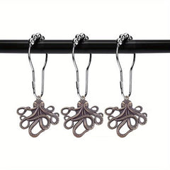 12pcs Octopus Hooks Shower Curtain Rings Bathroom Supplies