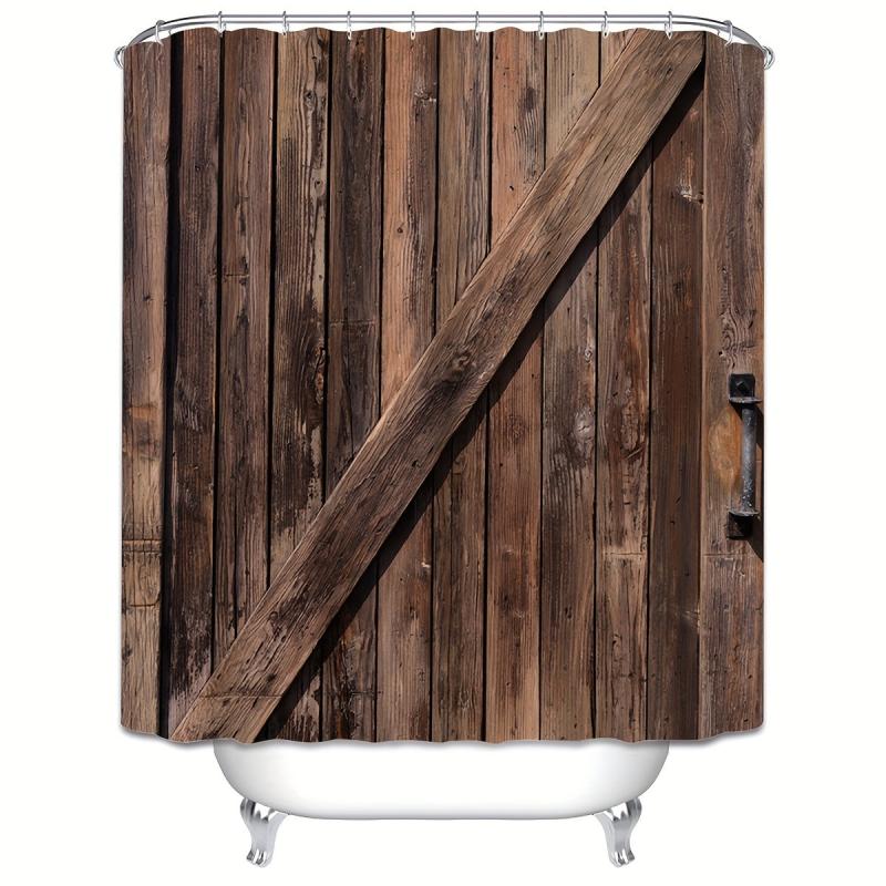 Rustic Wood Shower Curtain Waterproof Fabric Bath Decor