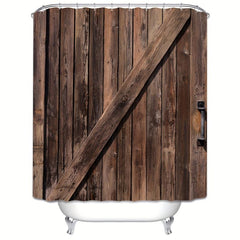 Rustic Wood Shower Curtain Waterproof Fabric Bath Decor