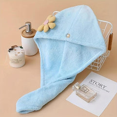 3D Flower Microfiber Hair Drying Cap for Women - Bath Cap