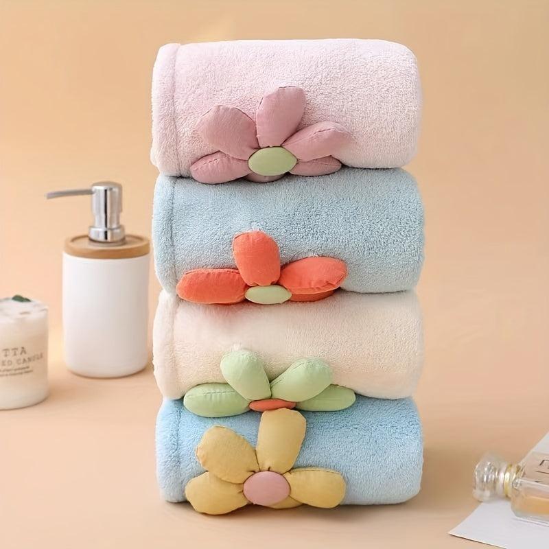 3D Flower Microfiber Hair Drying Cap for Women - Bath Cap