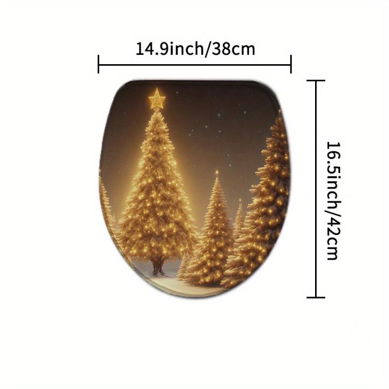 Golden Christmas Tree Shower Curtain Set