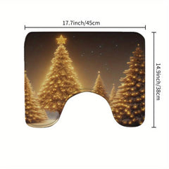 Golden Christmas Tree Shower Curtain Set