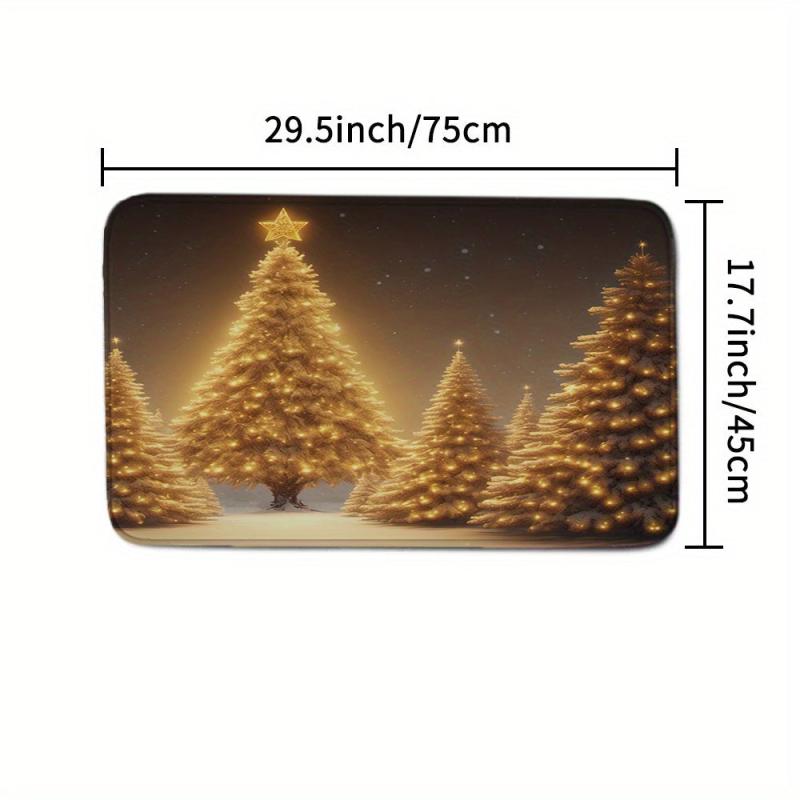 Golden Christmas Tree Shower Curtain Set