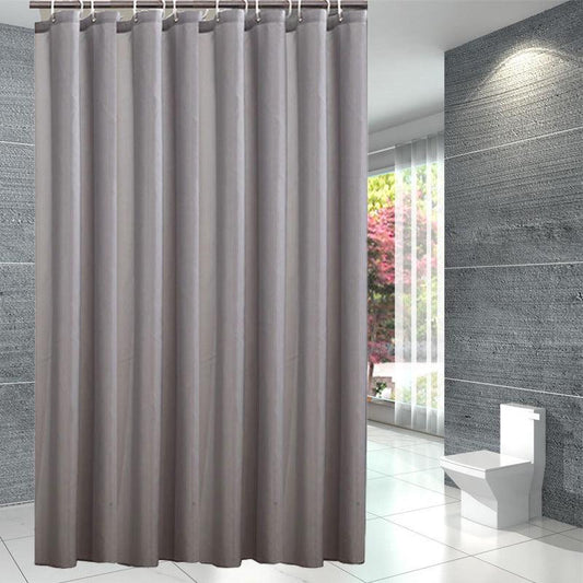 Solid Polyester Shower Curtain Waterproof Bathroom Decor
