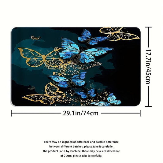 4pcs Butterfly Bathroom Set: Non-slip Mat, U-shaped Toilet Mat, Cover