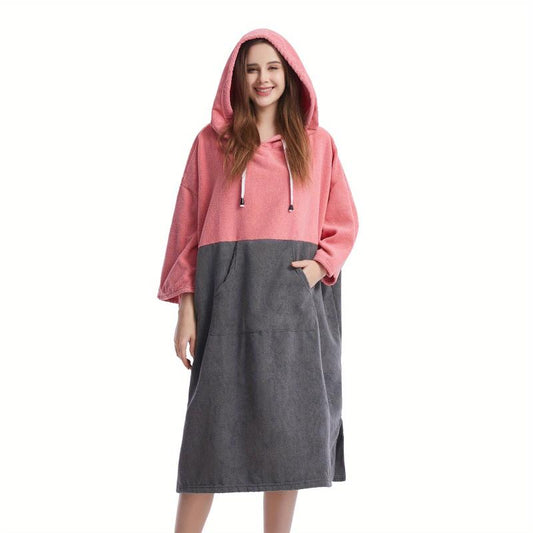 Comfy Hooded Bathrobe with Pocket, Quick Drying Towel for Indoor Loungewear