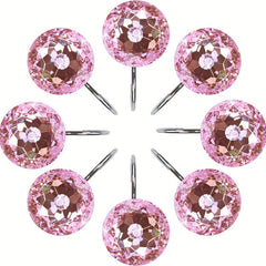 12pcs Pink Rhinestone Shower Curtain Hooks Decorative Round Shower Curtain Rings