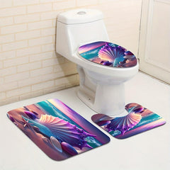 4PCS Seaside Beach Shell Decoration Shower Curtain Set
