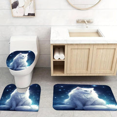 Cat Shower Curtain Set with 12 Hooks and Bathroom Rug - Bathroom Decor