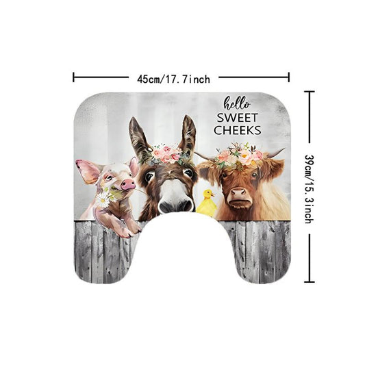 Farm Animal Shower Curtain Set with 12 Hooks