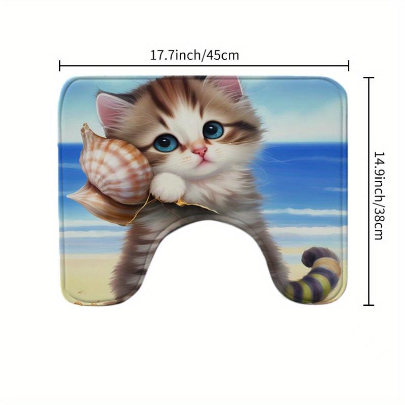 Waterproof Cartoon Cat Shower Curtain Set