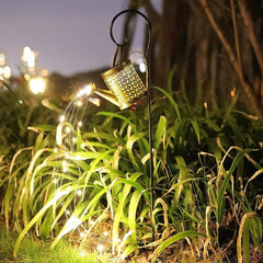 Solar Watering Can Lamp Hanging Waterfall Outdoor Garden Decoration
