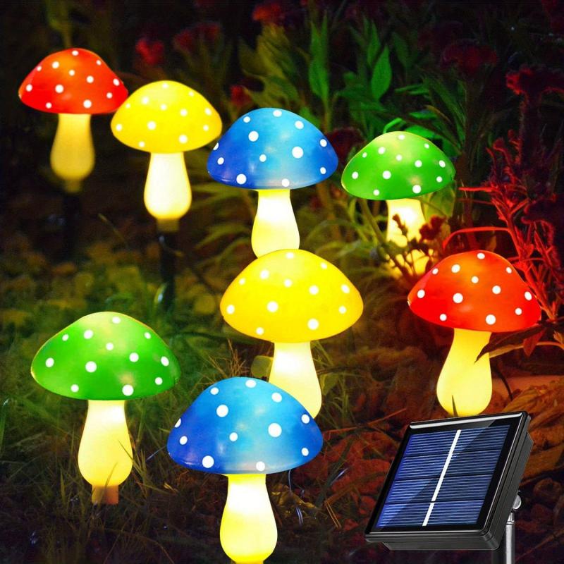 8pcs Solar Mushroom Lights LED Garden Stake Lights 8 Modes Halloween Decor
