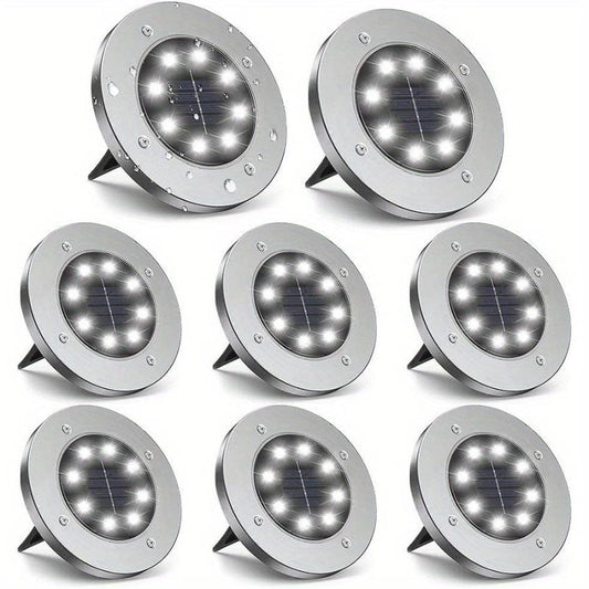 Solar Ground Lights 8LED Upgraded Outdoor Garden Waterproof