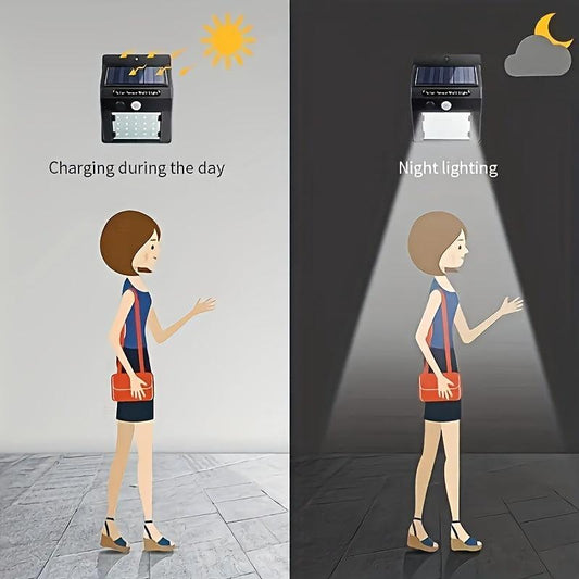 Outdoor Solar Wall Lights with Human Body Sensor - Waterproof