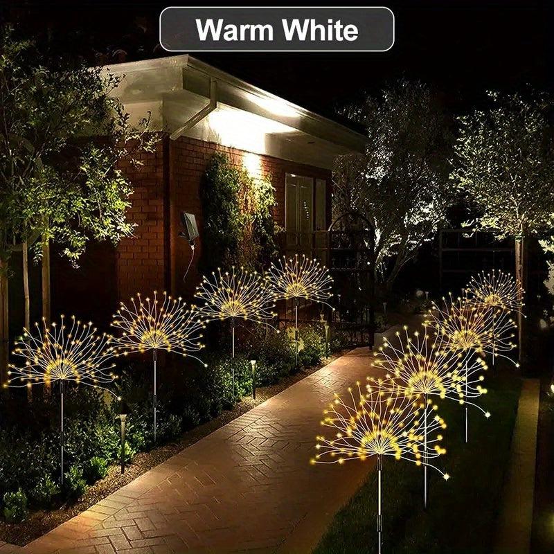 Solar Grass Fireworks Lights LED 8 Lighting Modes for Garden Lawn Landscape