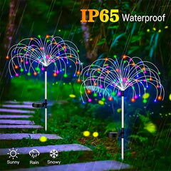 Solar Grass Fireworks Lights LED 8 Lighting Modes for Garden Lawn Landscape